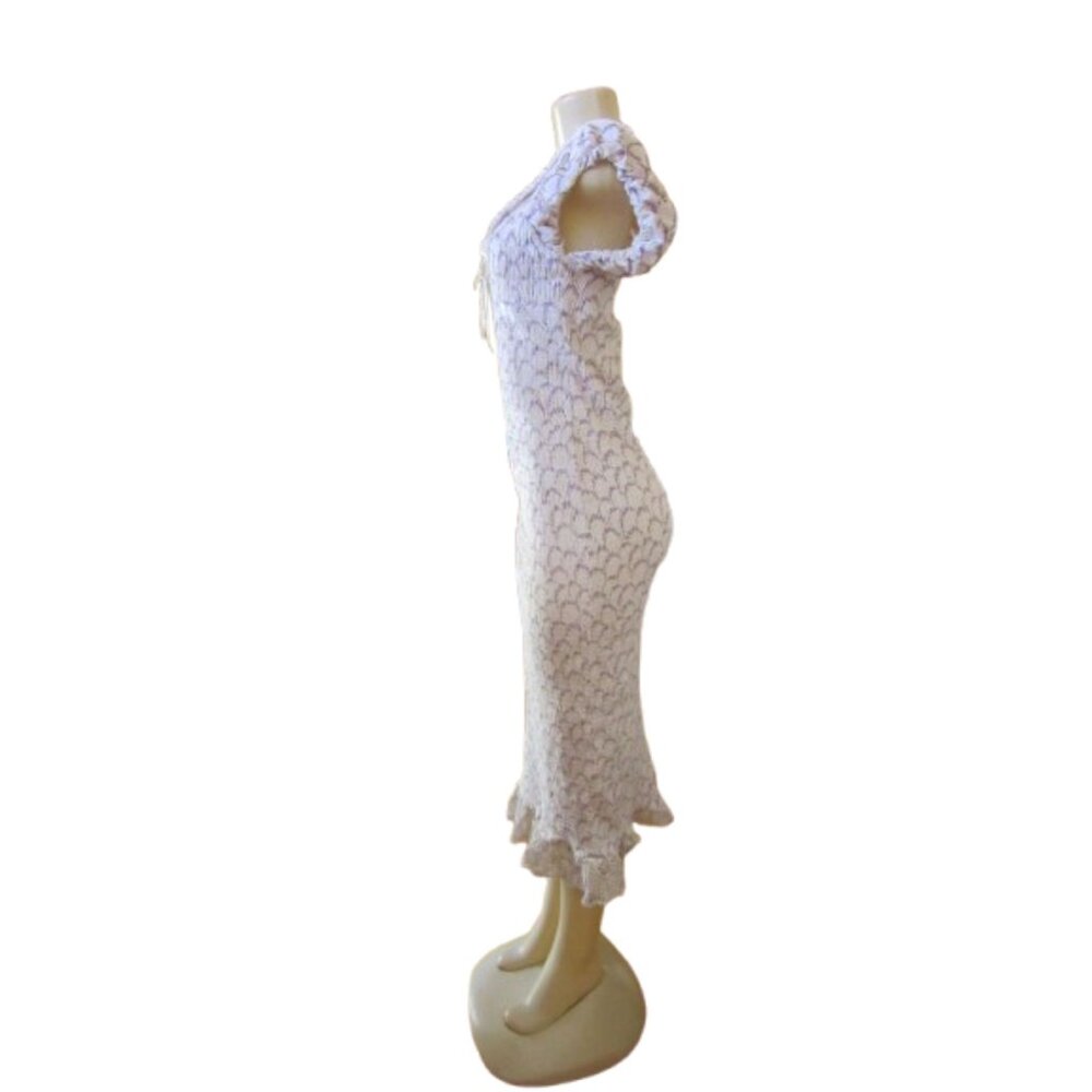 Free People Cream Eyelet Midi Dress with Ruffle Hem - Picture 4 of 7